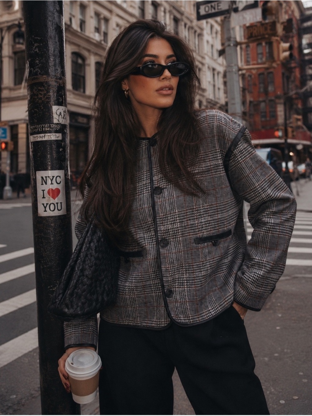 ZARA wool blend reversible jacket with faux leather piping details